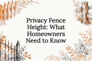 Decorative title card illustration of fencing elements - privacy fence height