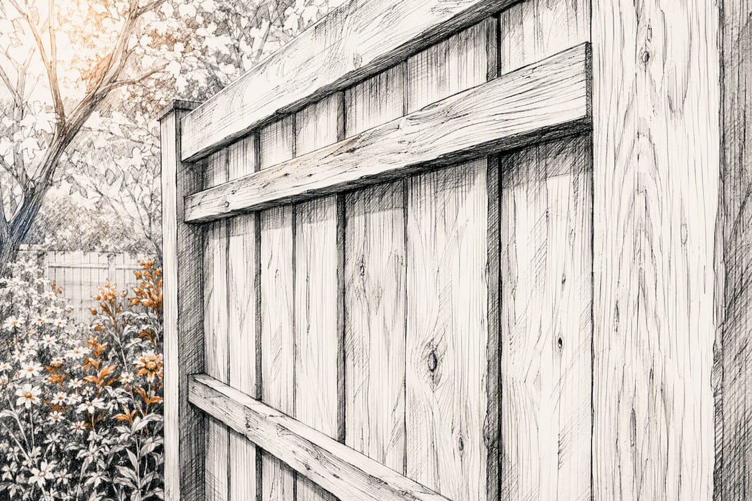 privacy fence ideas Close-up of board-on-board wooden fence overlapping boards - privacy fence ideas