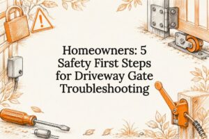 Decorative driveway gate safety title card
