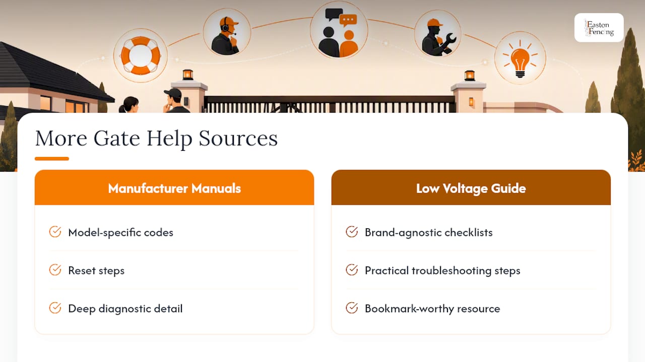 Where to Find More Gate Troubleshooting Help — overview diagram - driveway gate troubleshooting