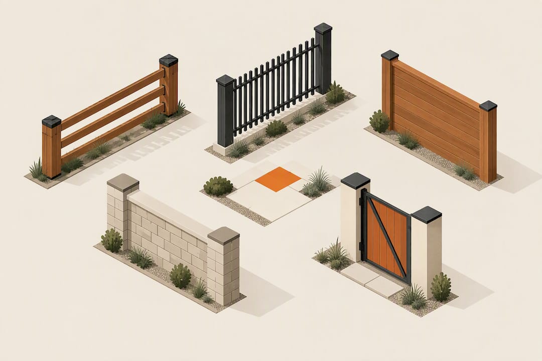Isometric estate fence style title card